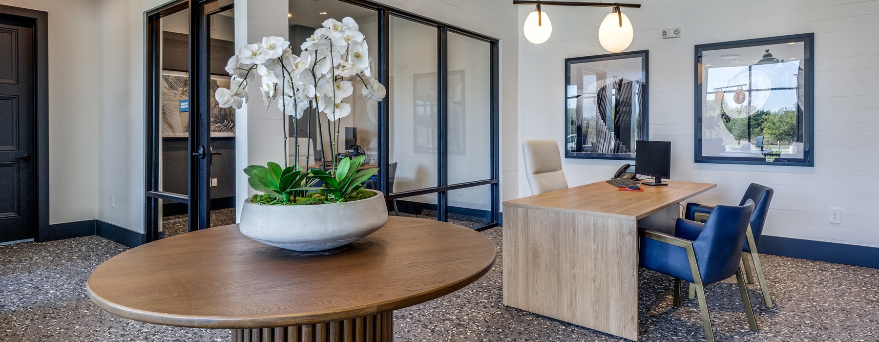Well-lit lobby